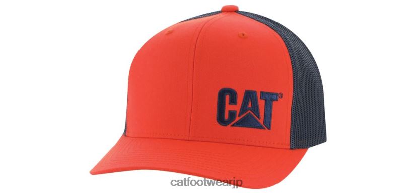 猫のトレードマークのトラッカーハット オレンジ 男性 N2JB0V258 Caterpillar |帽子