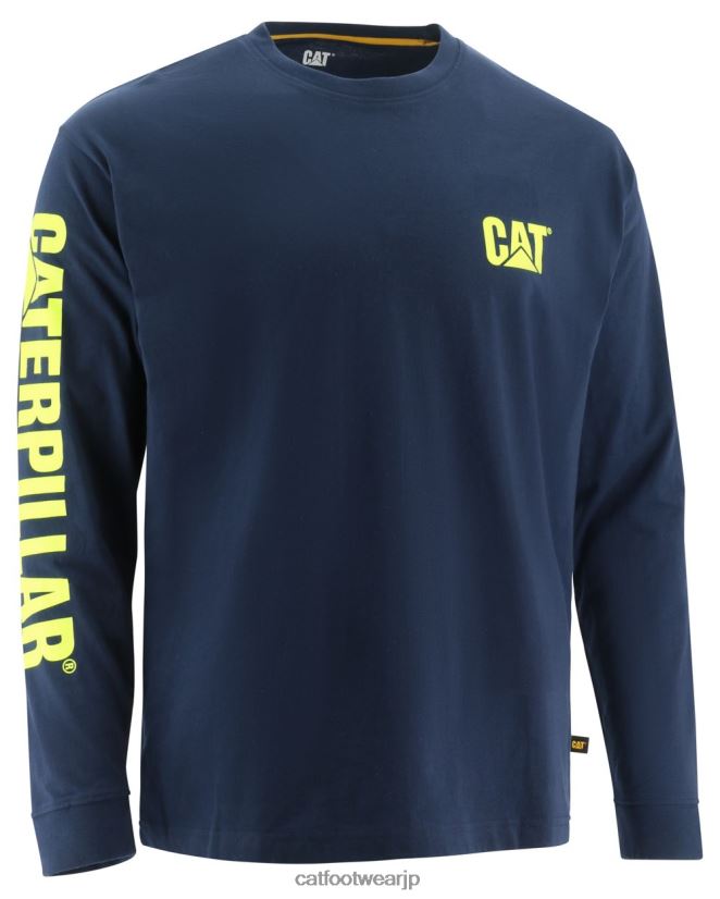 トレードマークバナー長袖Tシャツ 青 男性 N2JB0V224 Caterpillar |トップス＆アウター
